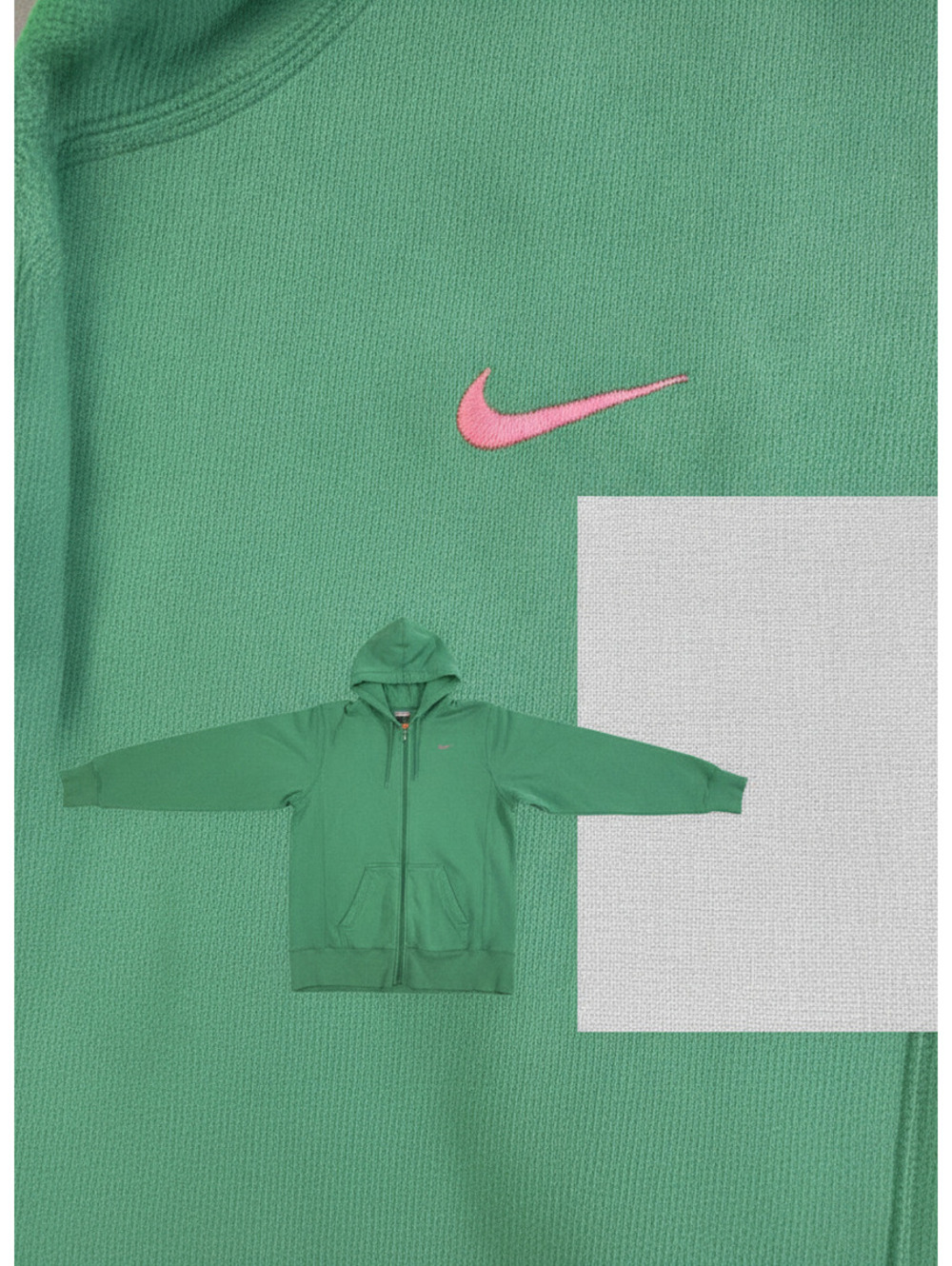 Nike The Athletic Dept. Green Full Zip Hoodie with Pink Swoosh
